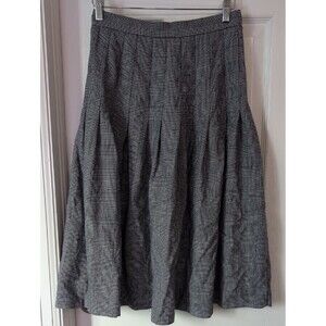 Talbots Vintage 100% Wool Gray Plaid A-Line Skirt
